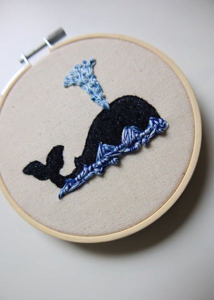 Hand Embroidered Hoop - Whale