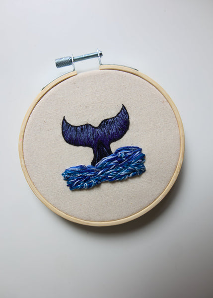 Hand Embroidered Hoop - Whale