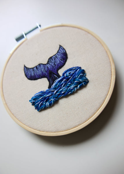 Hand Embroidered Hoop - Whale