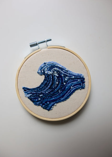 Hand Embroidered Hoop - Ocean Wave