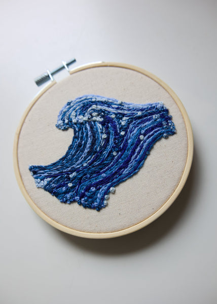 Hand Embroidered Hoop - Ocean Wave