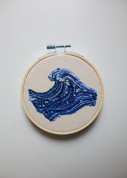 Hand Embroidered Hoop - Ocean Wave
