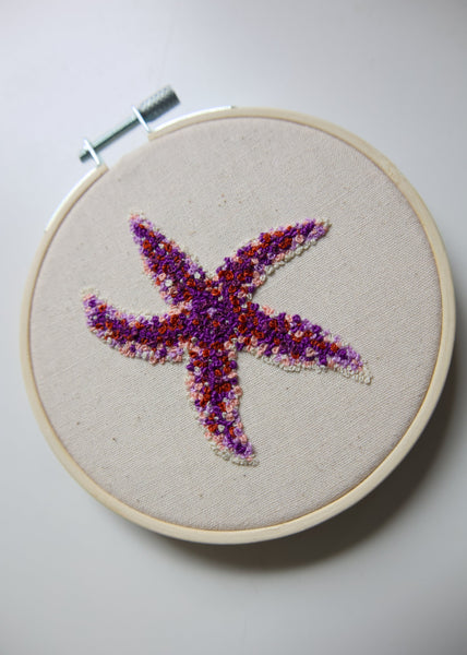 Hand Embroidered Hoop - Starfish