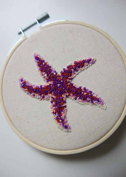 Hand Embroidered Hoop - Starfish