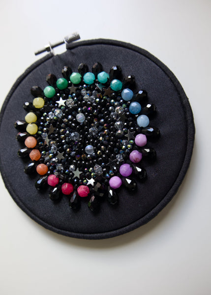 Hand Embroidered Hoop - Gem Stones