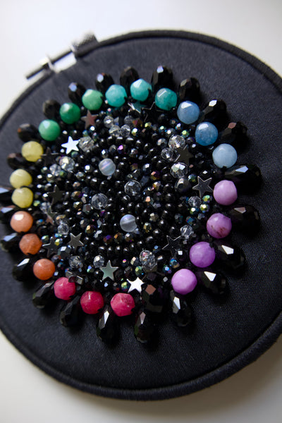 Hand Embroidered Hoop - Gem Stones