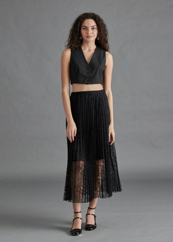 Keira Pleated Lace Skirt