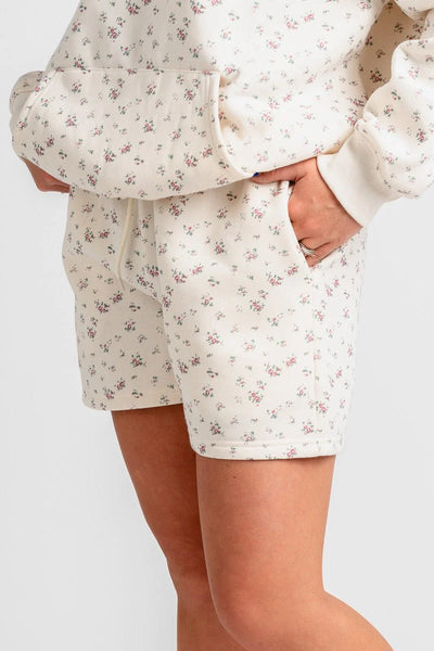 Ditsy Floral Sweat Shorts Ivory