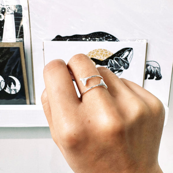 Sterling Silver Whale Tail Adjustable Ring