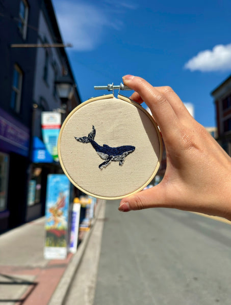 Hand Embroidered Hoop - Whale