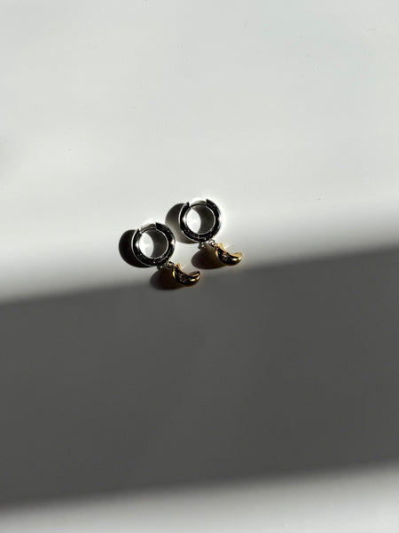 Two Tone Moon Earrings