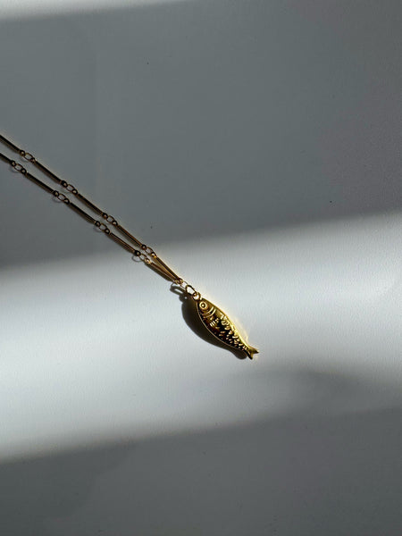 18K Gold Plated Fish Charm Necklace