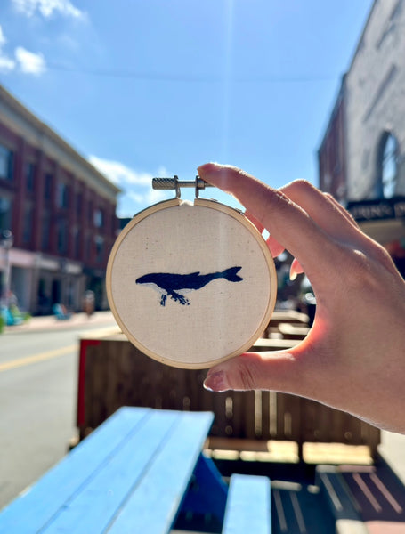 Hand Embroidered Hoop - Whale