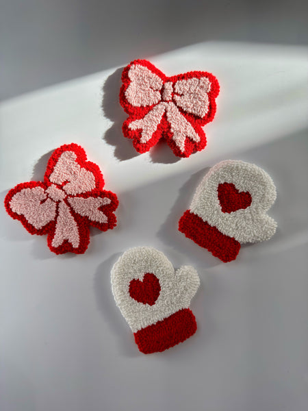 Handmade Punch Needle Mug Rug - Holiday Collection