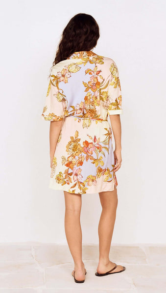 Pastel Floral Mini Shirt Dress