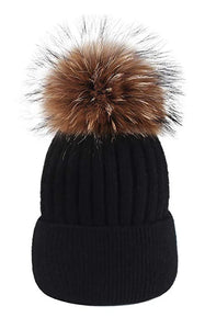 Wool Real Fur Detachable Pom Pom Hat (+COLOURS)