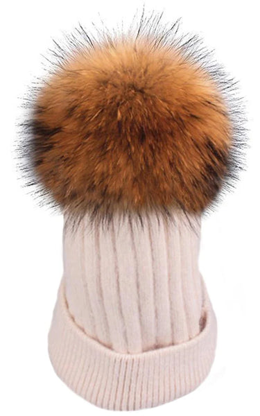 Wool Real Fur Detachable Pom Pom Hat (+COLOURS)