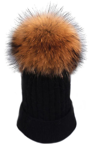 Wool Real Fur Detachable Pom Pom Hat (+COLOURS)