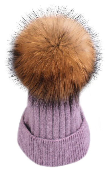 Wool Real Fur Detachable Pom Pom Hat (+COLOURS)