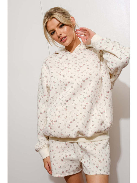 Ditsy Floral Hoodie Ivory