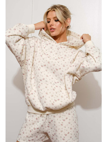 Ditsy Floral Hoodie Ivory