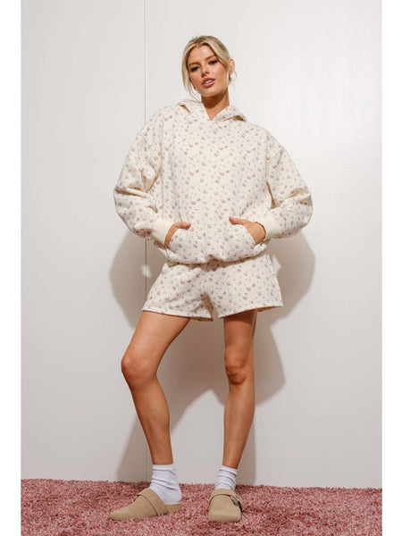 Ditsy Floral Hoodie Ivory
