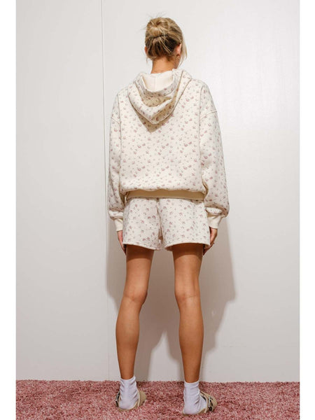 Ditsy Floral Hoodie Ivory