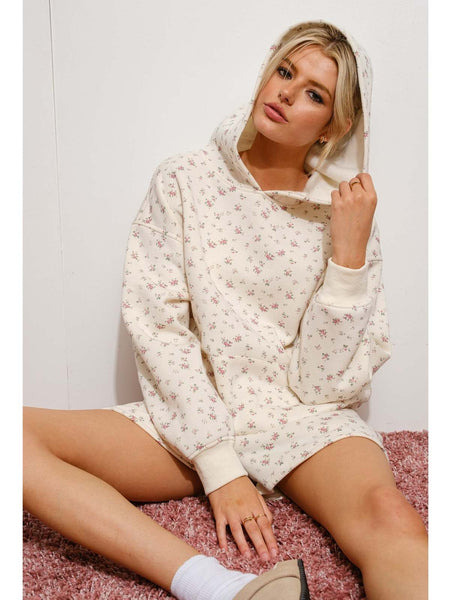 Ditsy Floral Hoodie Ivory