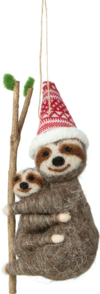 Mama and Baby Sloth Felt Ornament