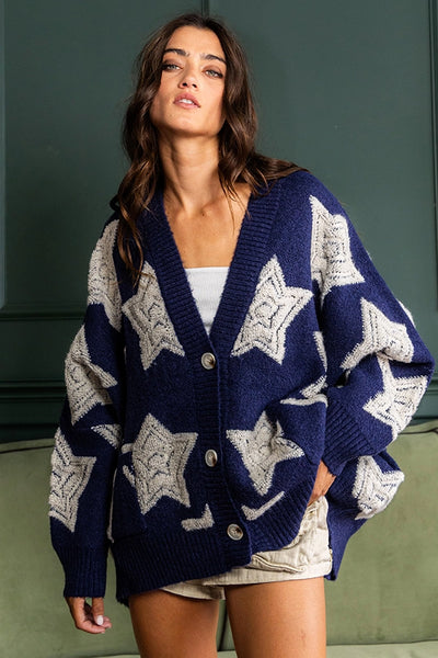 Oversized Star Pullover Sweater Cardigan