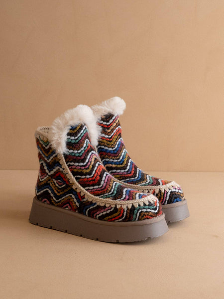 The Joyce | Multi Shearling Trim Platform Winter Boot