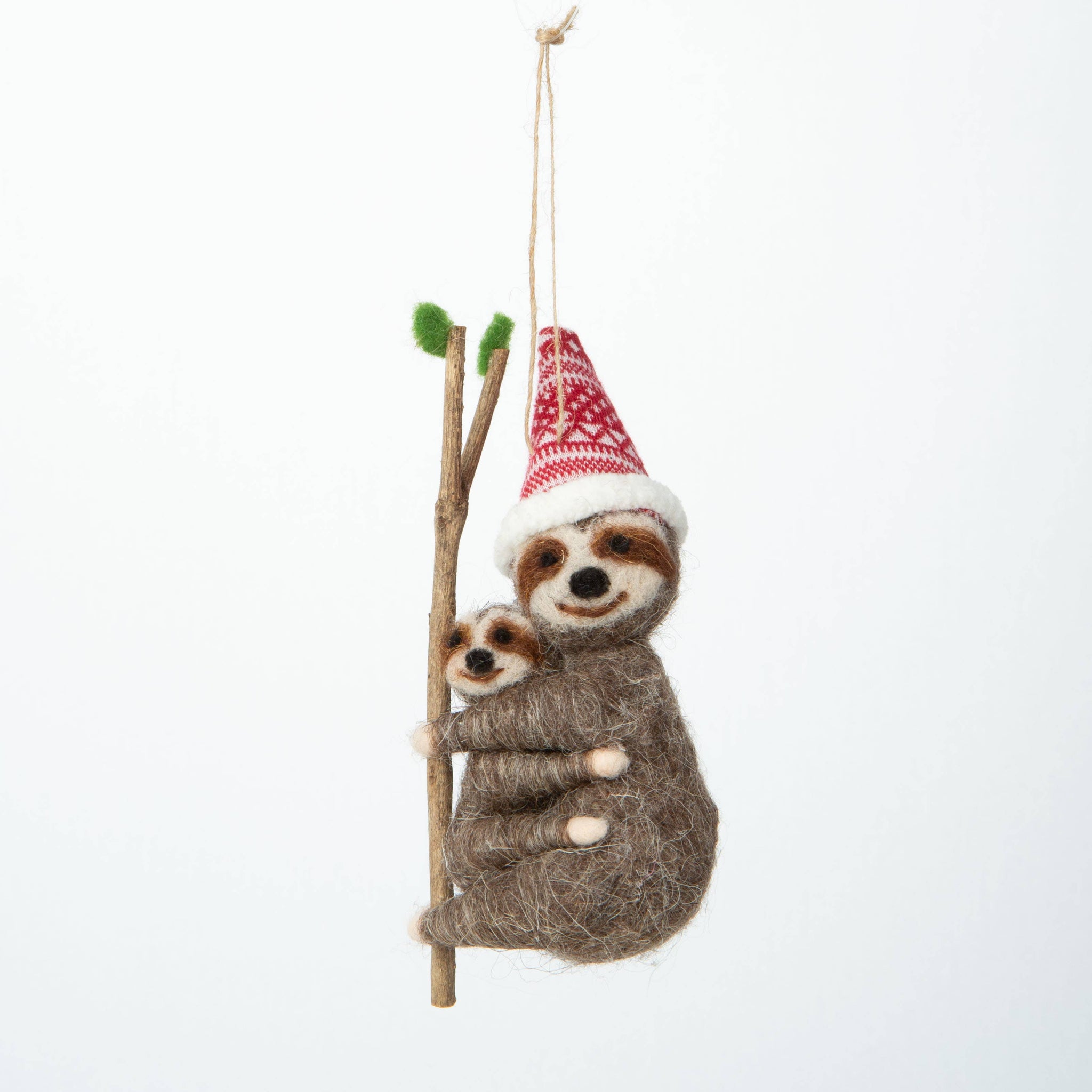 Felt Sloth Mama & Baby Ornament