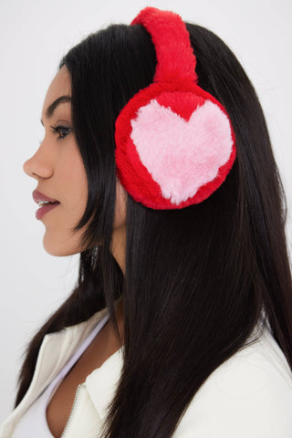 Earmuffs with Hearts in Red
