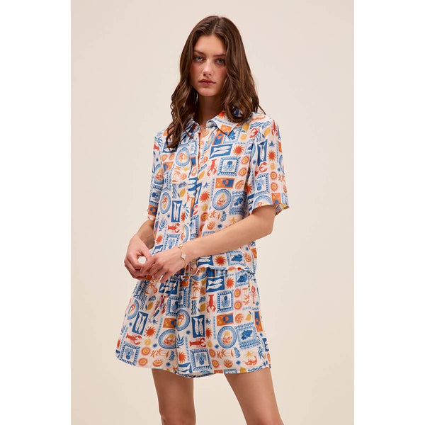 Tropical Shirt Top And Shorts Set