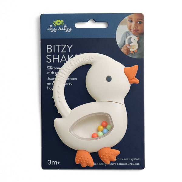 *NEW* Bitzy Shake™ - Silicone Teether with Rattle: Goose