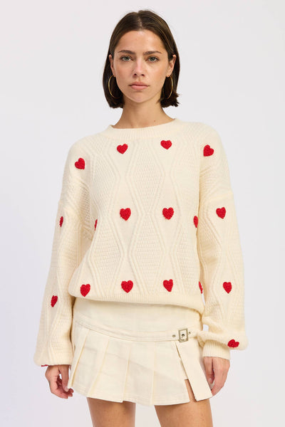 EMBROIDERED LONG SLEEVE KNITTED SWEATER