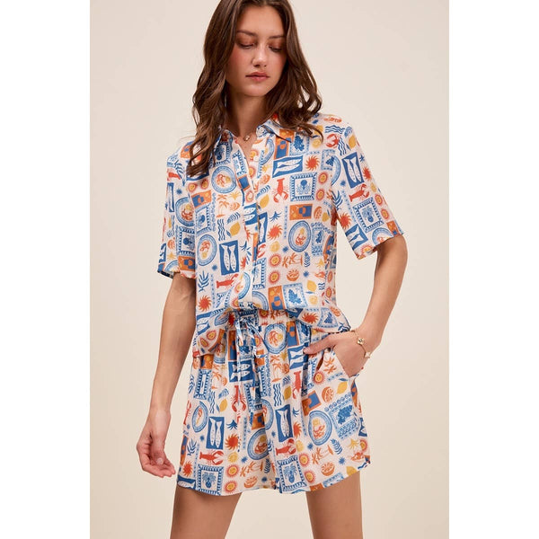 Tropical Shirt Top And Shorts Set