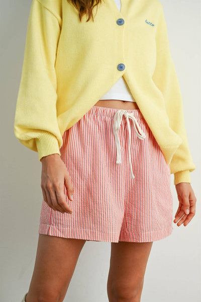 Casual Striped Drawstring Shorts