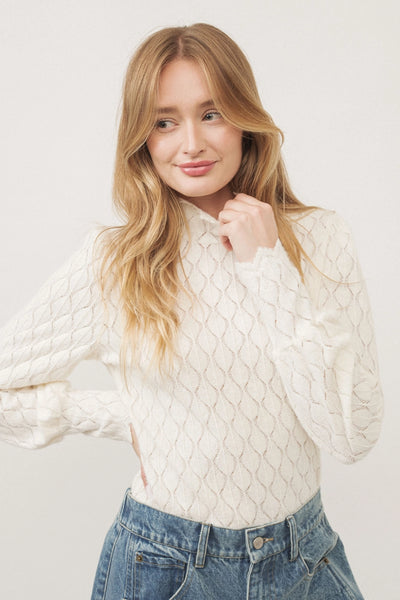 Blushed Lace Mock Neck Top