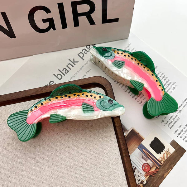 Rainbow Trout Hair Claw Clip