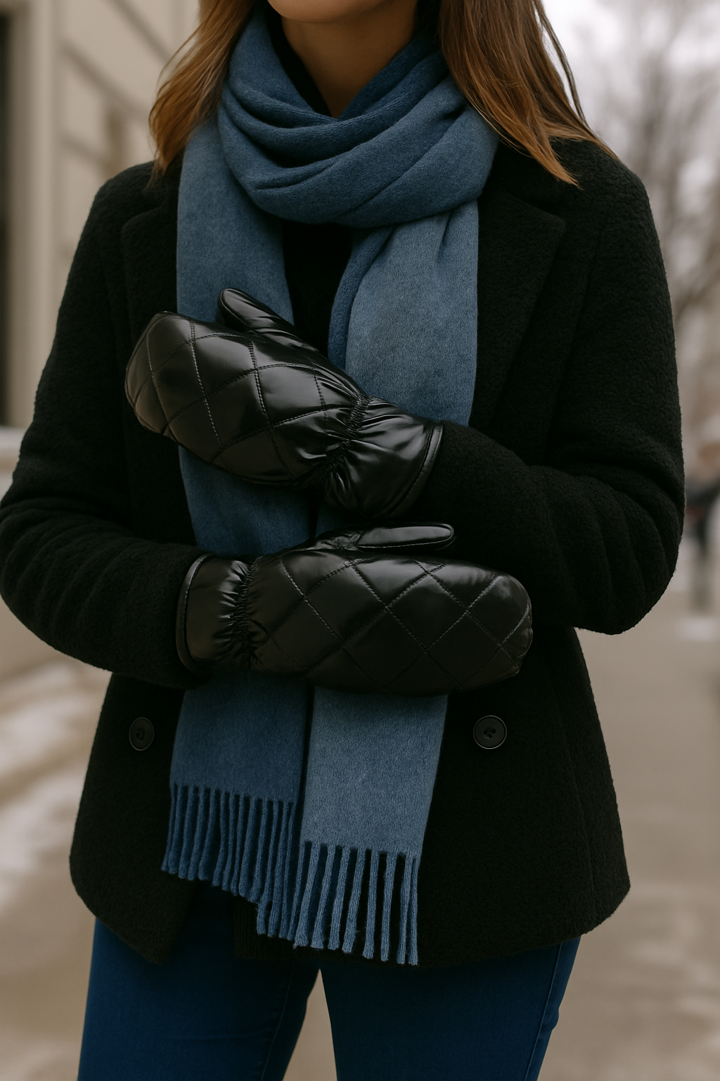 Ladies Metallic Quilted Puffer Mitt