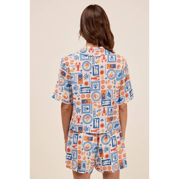 Tropical Shirt Top And Shorts Set