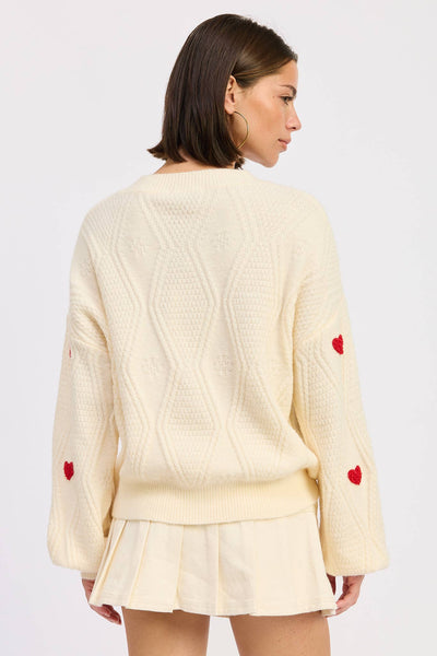 EMBROIDERED LONG SLEEVE KNITTED SWEATER
