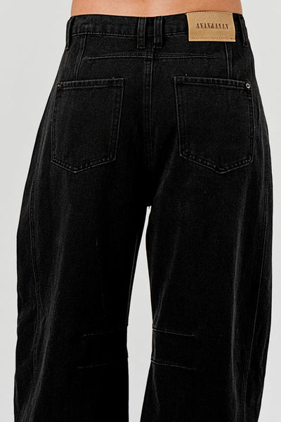 Relaxed Mid Rise Barrel Denim Jeans