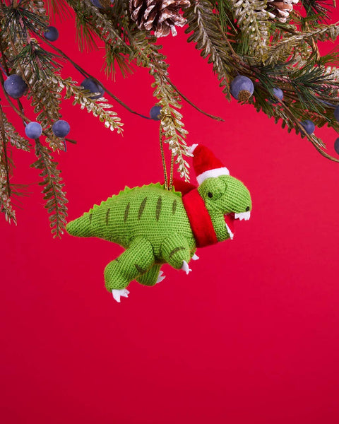 Knitted T Rex Dinosaur Christmas Ornament, Christmas Decor