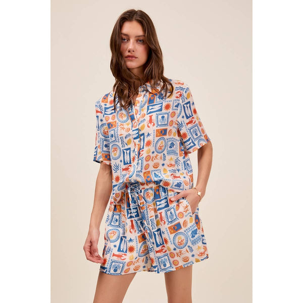 Tropical Shirt Top And Shorts Set