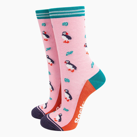 Women's Bamboo Socks - Pink, Puffin and Seashell