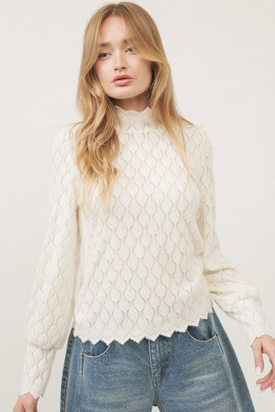 Blushed Lace Mock Neck Top