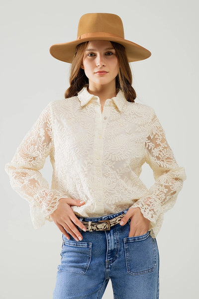 Romantic Beige Lace Shirt