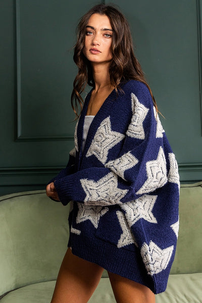 Oversized Star Pullover Sweater Cardigan